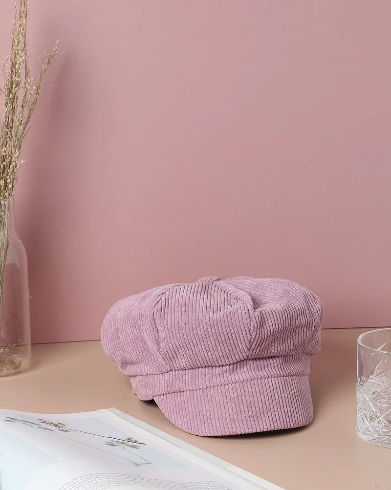 Haute Sauce Pink Corduroy Vintage Newsboy Cap