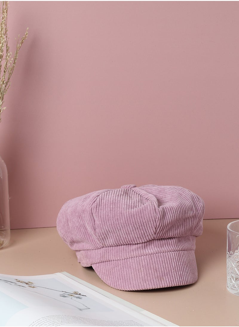 Haute Sauce - Pink Corduroy Vintage Newsboy Cap - Image 1