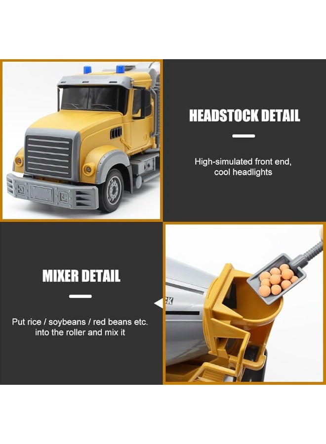 Fistone RC Cement Mixer Construction Toys, 6 Channel Construction Truck Toys with Lights, 1:24 Electric 360 Degree Stirring Construction Vehicles, Rechargeable Cement Truck Toys for Kids - Image 2