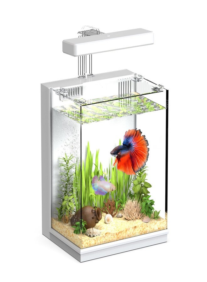 AQUASMITH 2-Gallon All-in-One Fish Tank - Silent Pump, 3-Stage Filtration & Easy Water Change, Perfect Self-Care Betta Aquarium Kit for Kids & Beginners (White - Image 1