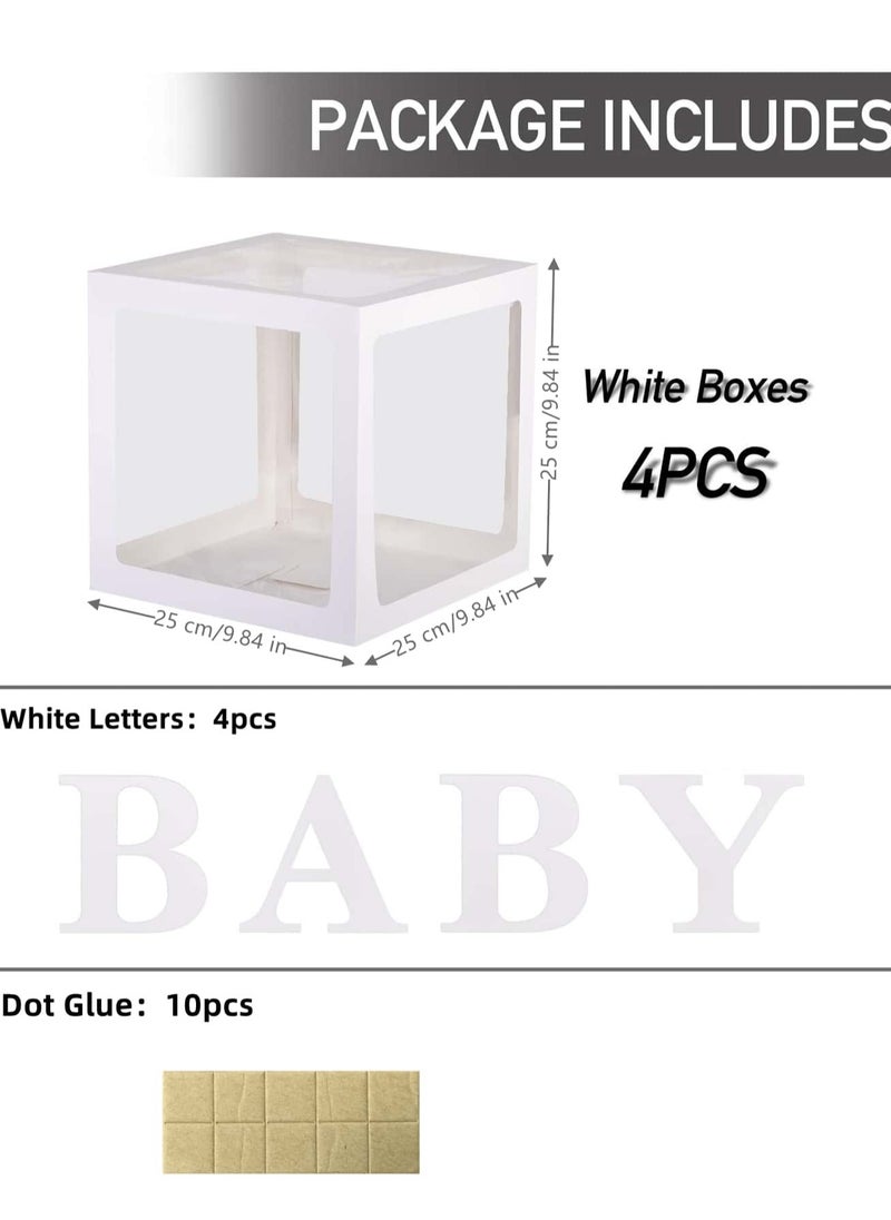 Generic Baby Boxes with Letters, 4 transparent balloon boxes and 26 letters for Gender Reveal Birthday Wedding Baby Shower Decorations （White)  - Image 2