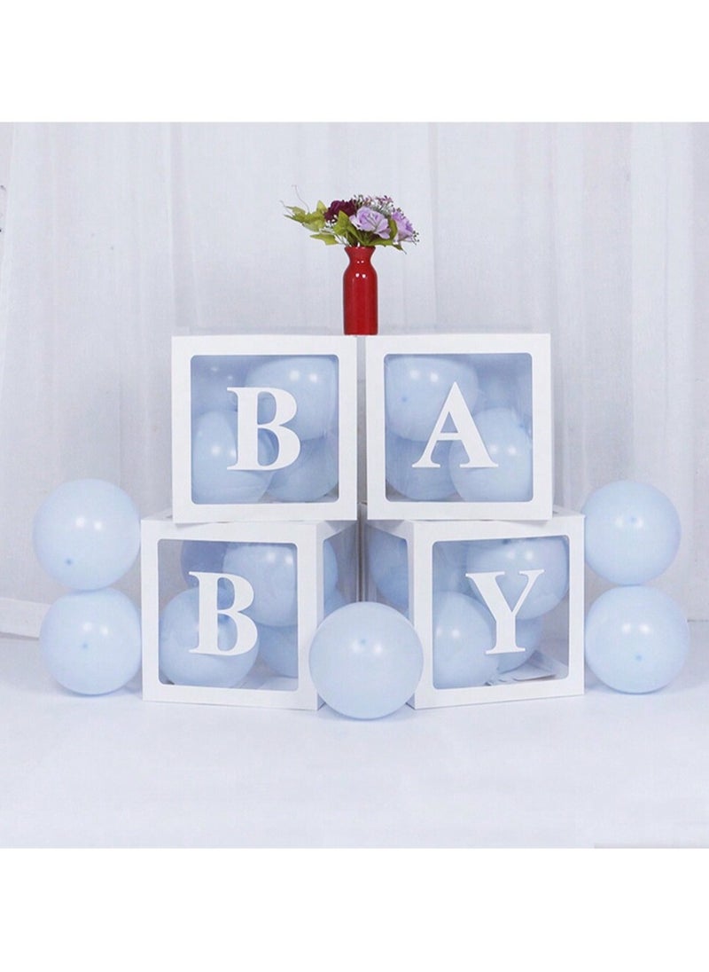 Generic Baby Boxes with Letters, 4 transparent balloon boxes and 26 letters for Gender Reveal Birthday Wedding Baby Shower Decorations （White)  - Image 5