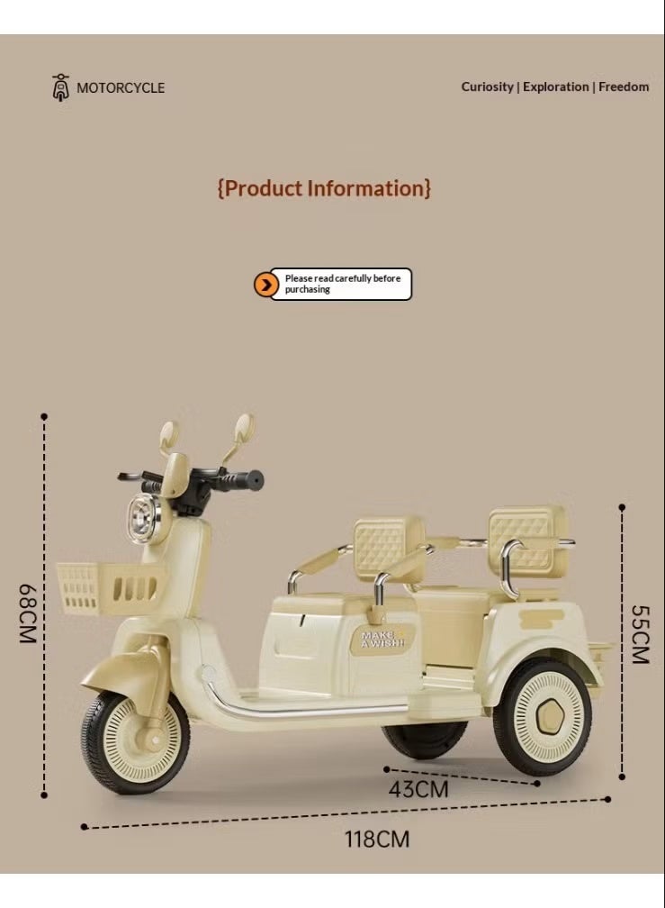 ريكسا دراجة نارية كهربائية للأطفال بمقعدين تعمل بالبطارية - دراجة كهربائية ممتعة وآمنة للأطفال - Image 2