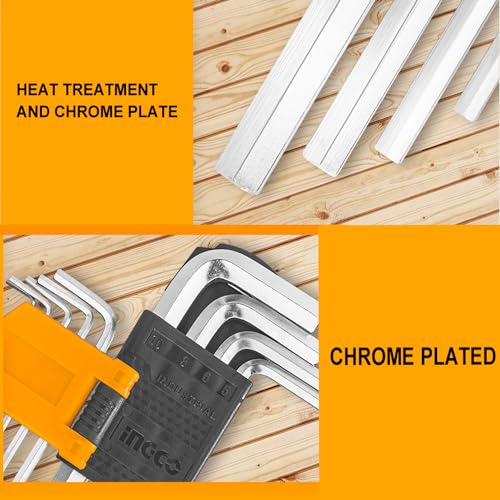 Ingco 9pcs Hex Key Set, 1.5mm - 10MM, Cr-V, Heat Treatment and Chrome Plate, Perfect For Carpenters, Construction - Image 5