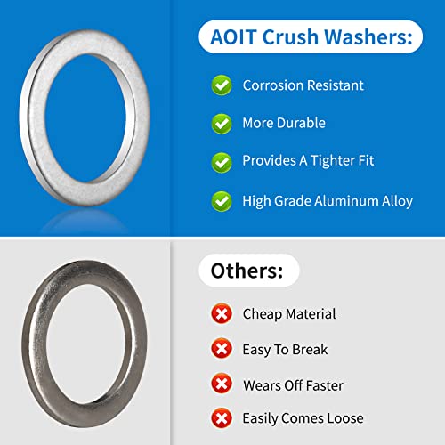 AOIT Transmission Fluid Drain Plug Crush Washer for Honda Accord Acura Civic Ridgeline Odyssey CRV CR-V Pilot Fit Element, Replacement for The Part # 90471PX4000 90471-PX4-000, Pack of 10 pcs - Image 3