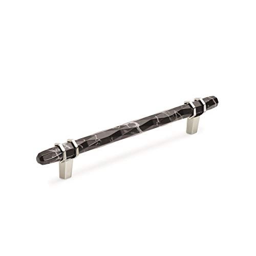 Amerock Cabinet Pull Marble BlackPolished Nickel 6516 inch 160 mm CentertoCenter Carrione 1 Pack Drawer Pull Drawer Handle Cabinet Hardware - Image 1