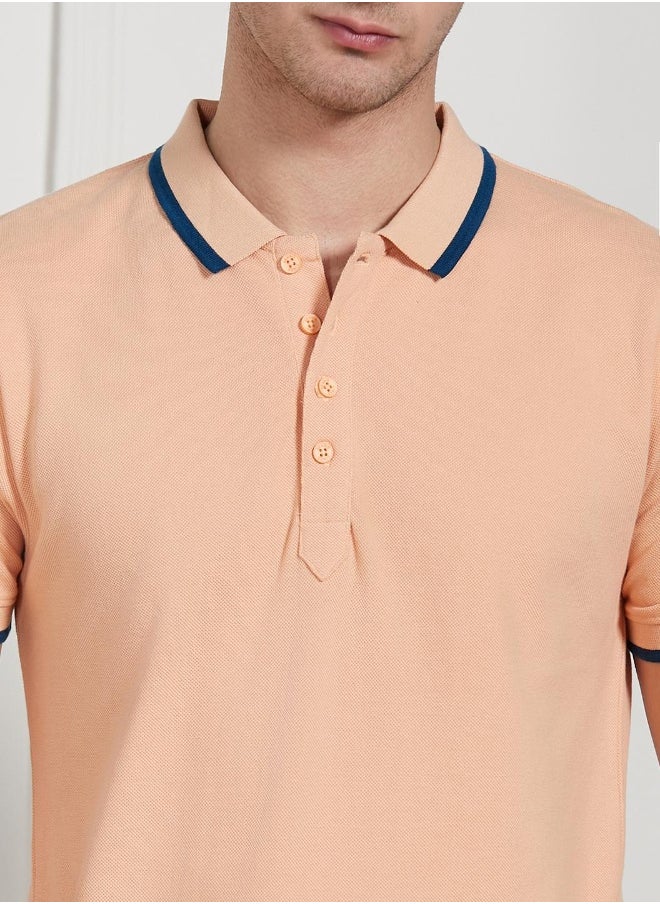 Dennis Lingo - Regular Fit Peach Cotton Polo T-Shirt - Image 1