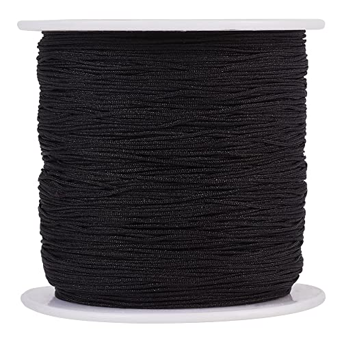 EEE ELECRELIVE 150 Yards 0.5mm Black Nylon Cord Chinese Knotting Cord Friendship Bracelet String Nylon Beading Thread for Kumihimo Necklace Jewelry Tassels Craft - Image 1