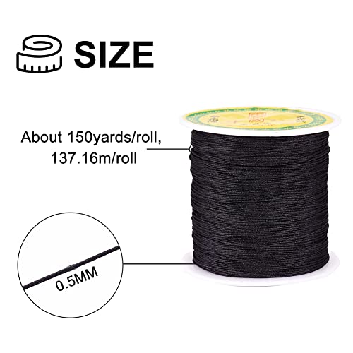 EEE ELECRELIVE 150 Yards 0.5mm Black Nylon Cord Chinese Knotting Cord Friendship Bracelet String Nylon Beading Thread for Kumihimo Necklace Jewelry Tassels Craft - Image 4