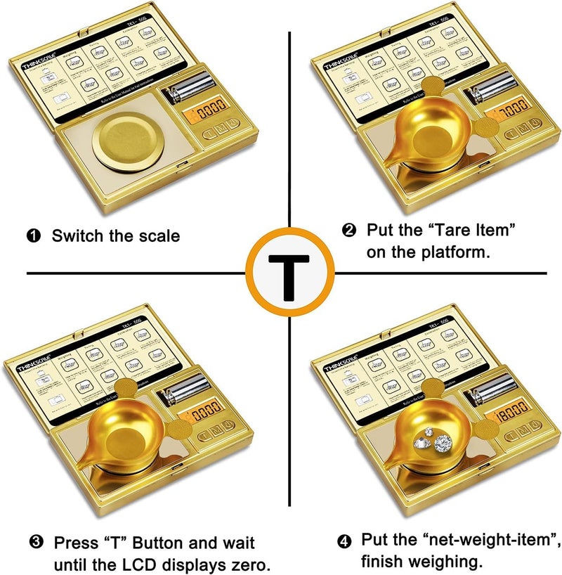 CASON Milligram Pocket Scale, 50g/0.001g Portable Mini Weighing Machine – Best Gold Weighing Machine, Digital Pocket Weight Machine for Jewellery, Powder, Medicine with Tare & Calibration Weight(Gold) - Image 3