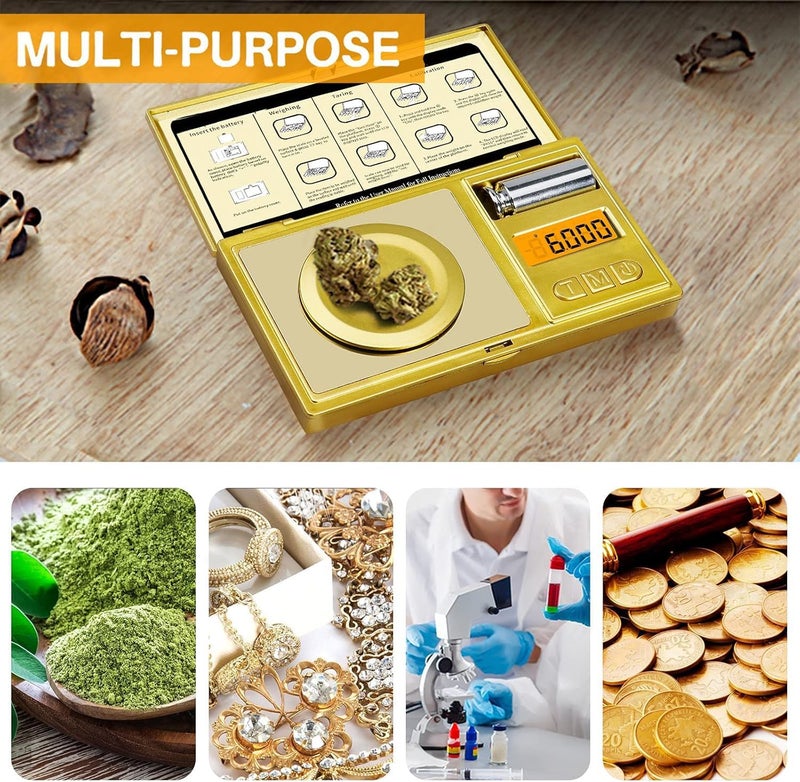 CASON Milligram Pocket Scale, 50g/0.001g Portable Mini Weighing Machine – Best Gold Weighing Machine, Digital Pocket Weight Machine for Jewellery, Powder, Medicine with Tare & Calibration Weight(Gold) - Image 4
