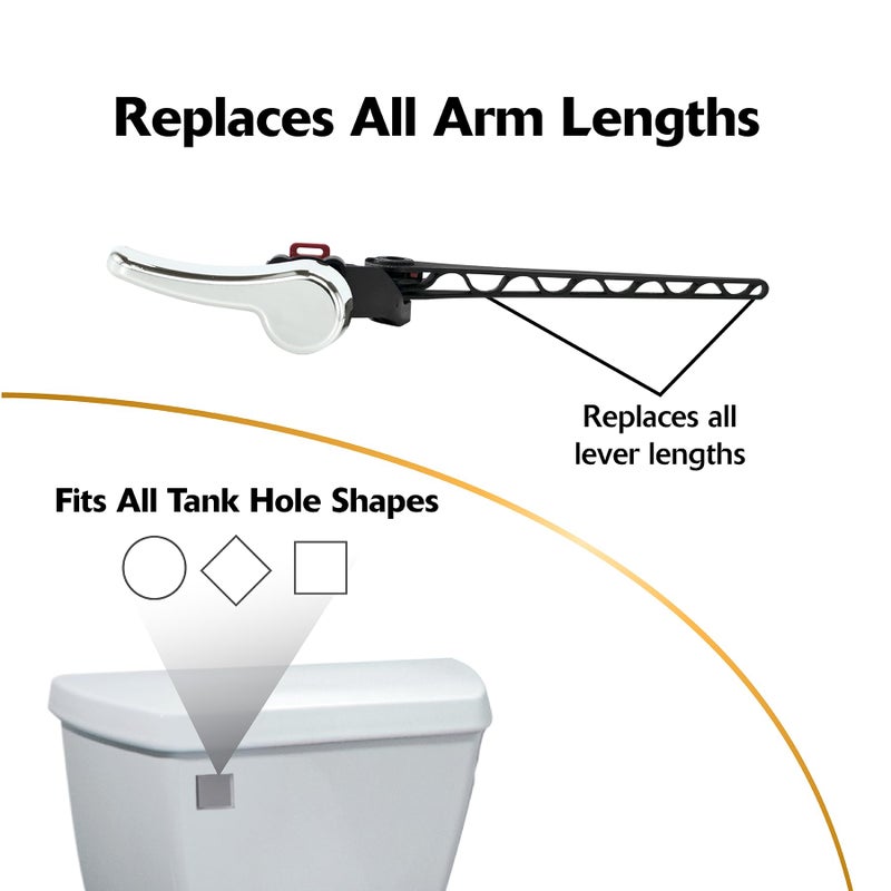 Korky Toilet Handle, Chrome - Metal Handle - Tank Lever Replacement - Universal to Fit Front, Angled, Side, Left Mount Toilet - 6055BP - Image 4
