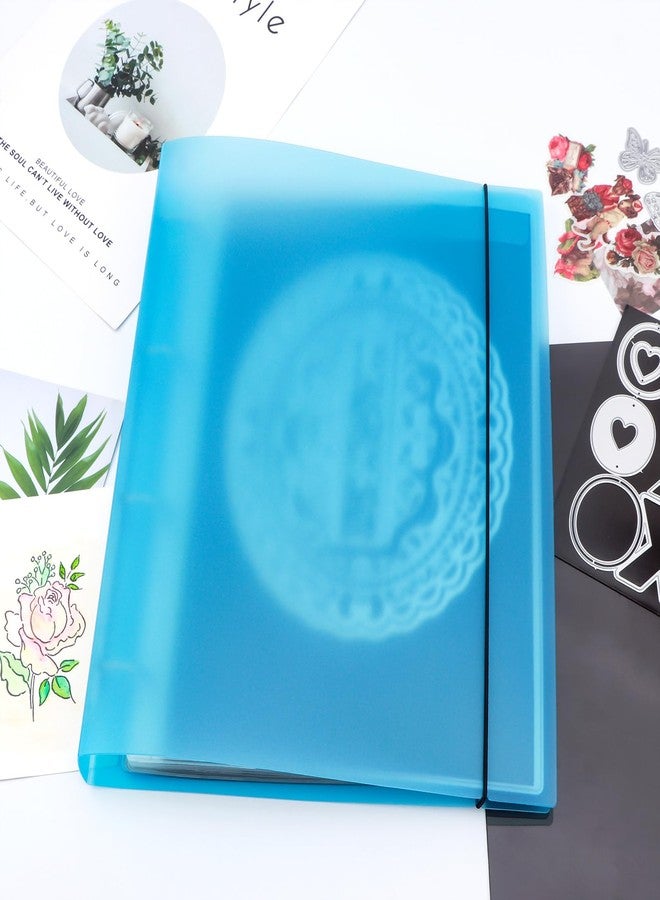 BAOFALI A4 4 Ring Binder Cover Clean Transparent Soft PVC for Refillable Notebook Shell withMatte surfaceforStamp & Die Storage (Blue - Image 3