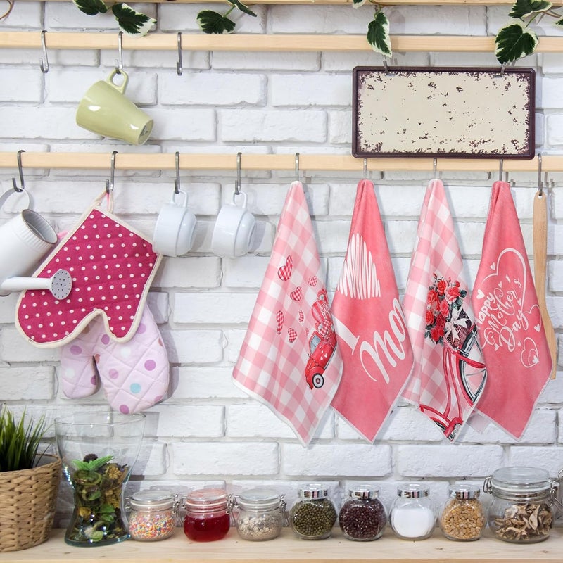 Sratte منشفة مطبخ 6 قطع لعيد الأم - مناشف تجفيف قماش شاي مزخرفة مضحكة لمنزل الحمام هدايا عيد الأم من الابنة أو الابن 24 × 16 بوصة - Image 3