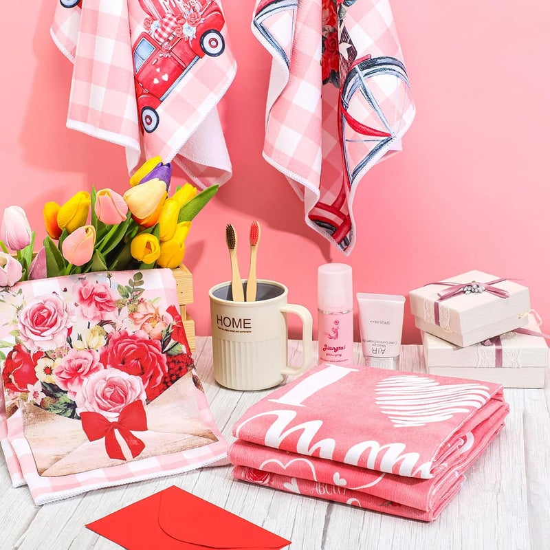 Sratte منشفة مطبخ 6 قطع لعيد الأم - مناشف تجفيف قماش شاي مزخرفة مضحكة لمنزل الحمام هدايا عيد الأم من الابنة أو الابن 24 × 16 بوصة - Image 2