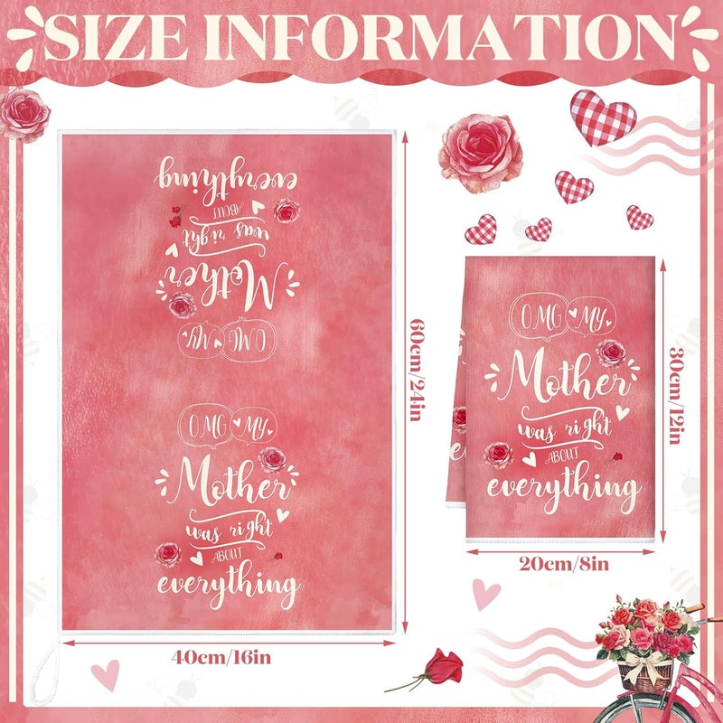 Sratte منشفة مطبخ 6 قطع لعيد الأم - مناشف تجفيف قماش شاي مزخرفة مضحكة لمنزل الحمام هدايا عيد الأم من الابنة أو الابن 24 × 16 بوصة - Image 4