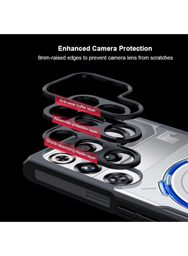 إكسوند جراب لهاتف ZTE Nubia Red Magic 11 Pro / 11 Pro+، مزود بحماية لعدسة الكاميرا، مصنوع من مواد TPU+PC مقاومة للصدمات، تصميم شبه شفاف غير لامع، مقاوم لاصفرار، نحيف ومناسب تمامًا للهاتف لتوفير حماية مثالية. - Image 3