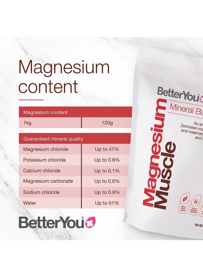 BetterYou Magnesium Muscle Mineral Bath Flakes, Natural Source Magnesium Chloride Bath Flakes to Sooth Aching Muscles, Sports Recovery Salts, Vegan & Palm-Oil Free, 1kg - Image 2