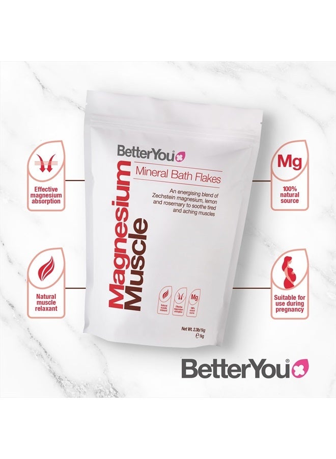 BetterYou Magnesium Muscle Mineral Bath Flakes, Natural Source Magnesium Chloride Bath Flakes to Sooth Aching Muscles, Sports Recovery Salts, Vegan & Palm-Oil Free, 1kg - Image 3