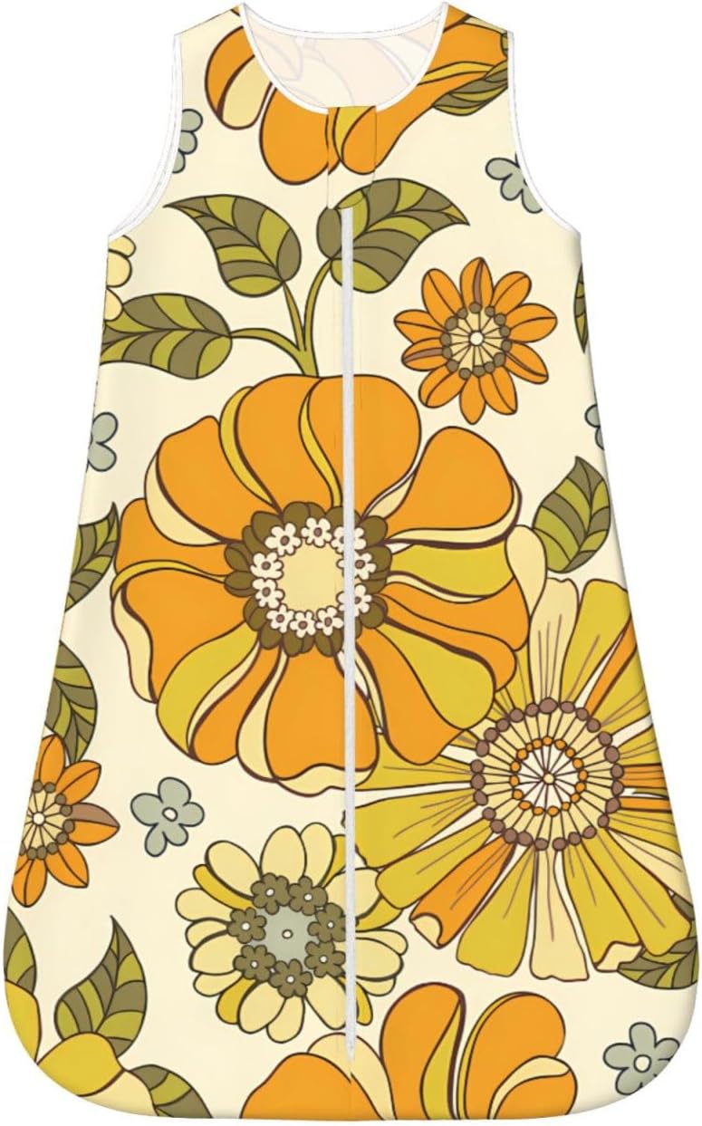 Colorful Large Scale Hand-Drawn Floral Vintage Sea Baby Wearable Blanket Infant Boys Girls Sleeping Bags for Newborn Small - Image 1