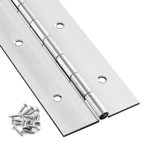 GRRONZEE Heavy Duty Piano Hinge 36 Inch x 2 Inch 0060 Thick Stainless Steel Piano Hinge with Holes 36 Continuous Hinges for Cabinet Doors DIY Wood Boxes Furniture 2 Open Width - Image 1