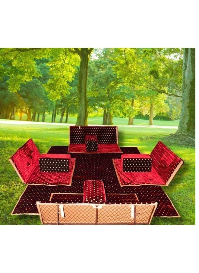 SMART HOME A heritage floor seating set consisting of 9 pieces, suitable for travel, land trips, and the garden. A camping ground mattress set with four perches and 4 chairs, enough for 8 people.  - Image 2