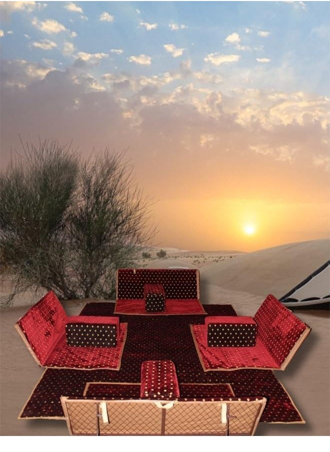 SMART HOME A heritage floor seating set consisting of 9 pieces, suitable for travel, land trips, and the garden. A camping ground mattress set with four perches and 4 chairs, enough for 8 people.  - Image 3