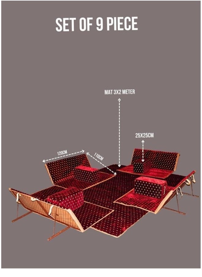SMART HOME A heritage floor seating set consisting of 9 pieces, suitable for travel, land trips, and the garden. A camping ground mattress set with four perches and 4 chairs, enough for 8 people.  - Image 5