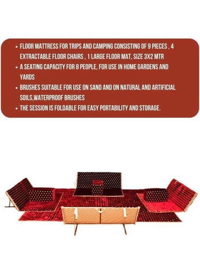 SMART HOME A heritage floor seating set consisting of 9 pieces, suitable for travel, land trips, and the garden. A camping ground mattress set with four perches and 4 chairs, enough for 8 people.  - Image 4