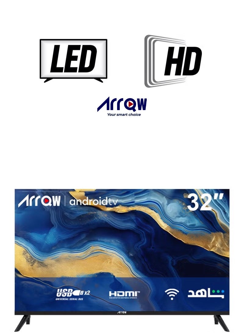 ARRQW 32 Inch HD Ready Smart Android LED TV, Frameless Design, Mirror Cast & E-Share, HDMI USB Wi-Fi, Netflix & YouTube | Model Name: RO-32LPS  - Image 1