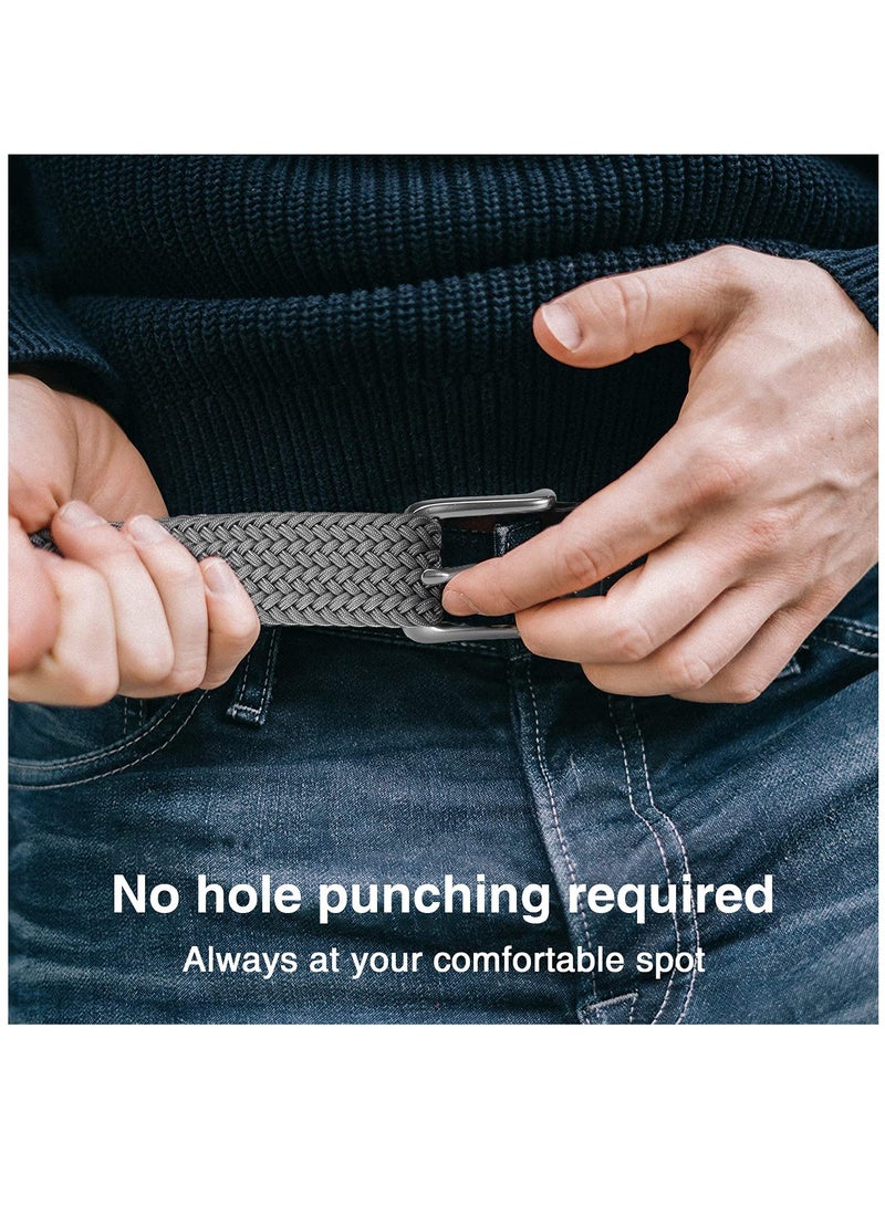 Elastic Braided Golf Belt for Men, 2 Pack Mens Casual Woven Stretch Belts 46", For Golf Pant Casual Jeans - Image 2