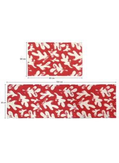 H2H H2H House2Home - Cotton Printed Kitchen Runner and Doormat Combo | 60X180cm & 60x90cm, Red  - Image 1