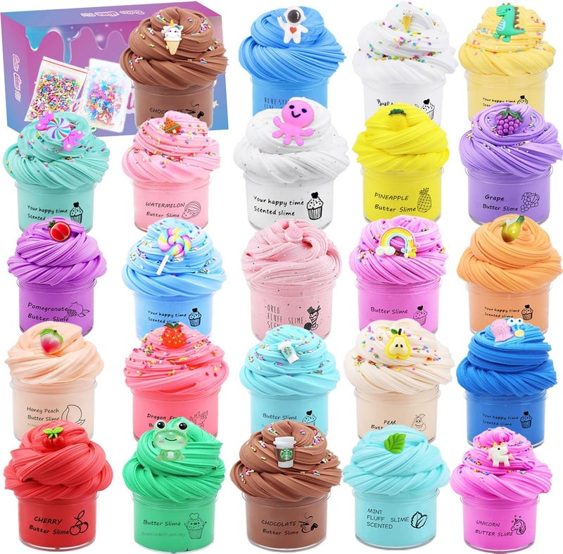 LKAXYTP 24 Pack Butter Slime Kit, Party Favor Supplies, Super Soft, Non-Sticky, Goody Bag Toy, Prize for Girl and Boys, Christmas Stocking Stuffers - Image 1