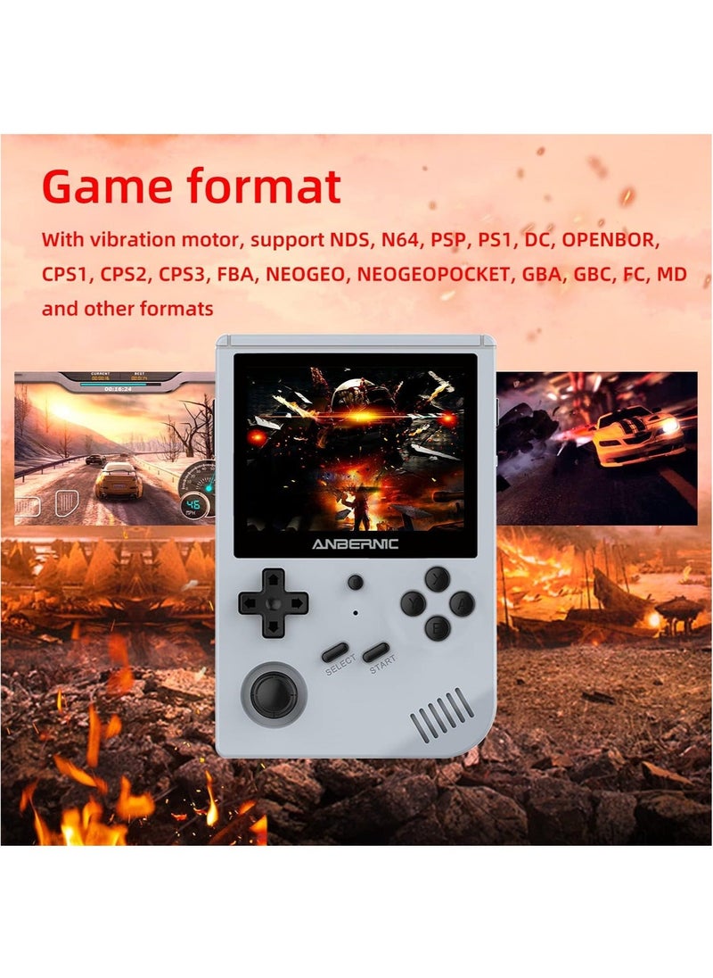 ANBERNIC  - RG351V Handheld Game Console, Plug & Play Video Games Supports Double TF Extend 256GB, Portable Game Console 3.5 Inch IPS Screen 2521 Games (Grey) - Image 1