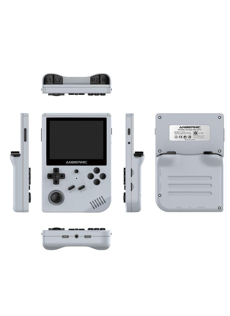 ANBERNIC  - RG351V Handheld Game Console, Plug & Play Video Games Supports Double TF Extend 256GB, Portable Game Console 3.5 Inch IPS Screen 2521 Games (Grey) - Image 1