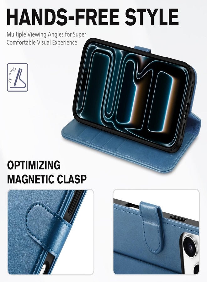TUCCH Wallet Case for iPhone 17 Pro Max (6.9") 2025, 4 Card Slots, RFID Blocking, Stand, Shockproof TPU Shell, PU Leather, Magnetic Closure, Protective Flip Folio Cover, Light Blue - Image 4