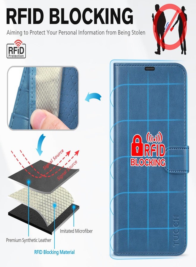 TUCCH Wallet Case for iPhone 17 Pro Max (6.9") 2025, 4 Card Slots, RFID Blocking, Stand, Shockproof TPU Shell, PU Leather, Magnetic Closure, Protective Flip Folio Cover, Light Blue - Image 3