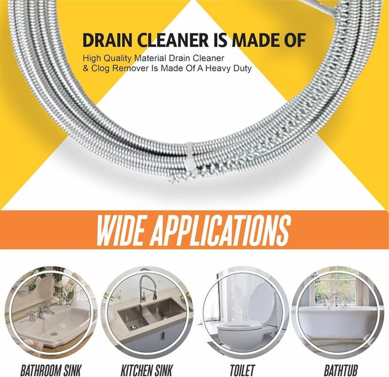 Orrda Orrda Metal Sink Drain Cleaner Spring Wire Waste Pipe Sink Cleaner Snake Unblocker Hair Drain Cleaner Silver - Image 4