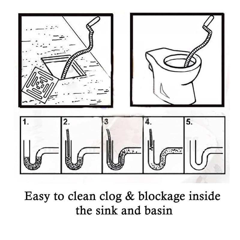Orrda Orrda Metal Sink Drain Cleaner Spring Wire Waste Pipe Sink Cleaner Snake Unblocker Hair Drain Cleaner Silver - Image 5