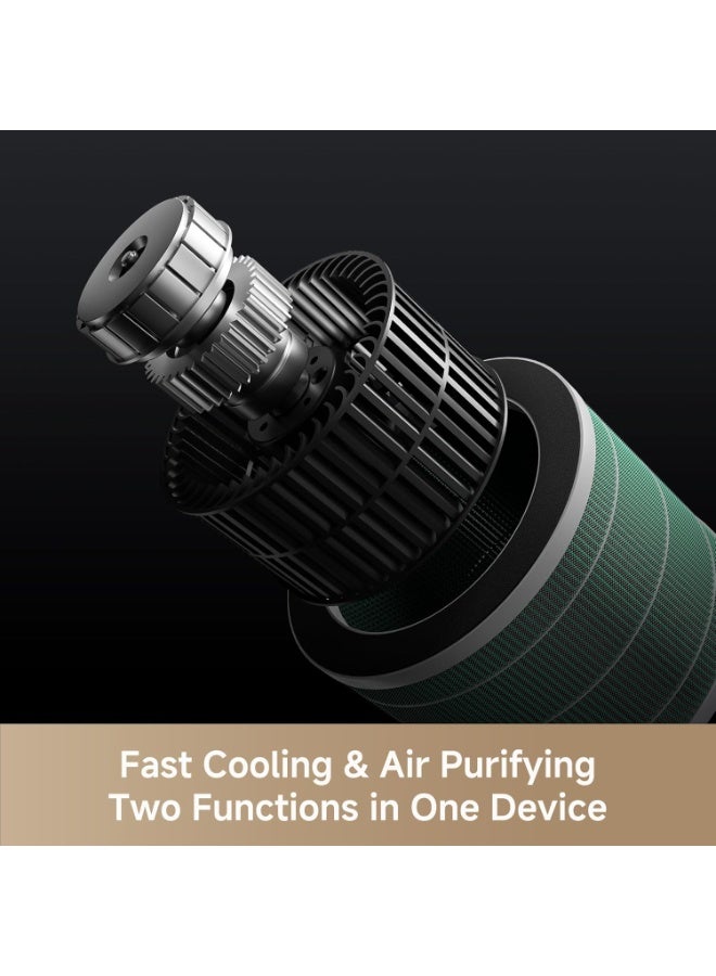 MOVA X10 Plus, Golden 45° Parabolic Air Shield, Compact Design, Professional Anti-Allergen Filter, 2-in-1 Cooling & Purification, Variable Speed Control, Air Quality Display, App Control - Image 4