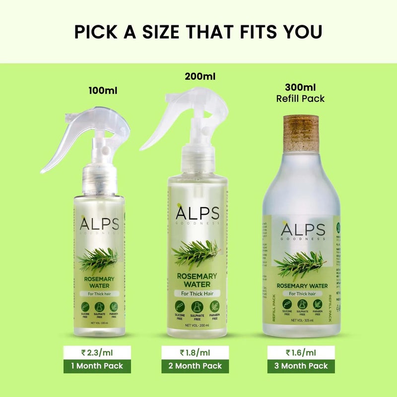 Alps Goodness Rosemary Water Spray For Hair Growth 100 ml  Hair Spray for Regrowth  Rosemary Mist  Adds Shine  Helps Reduce Hairfall  Strengthens Hair  Suitable For All Hair Types - Image 3