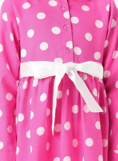 Nautinati Nautinati Girls’ Polka Printed Shirt Dress with Satin Tie-up  - Image 5