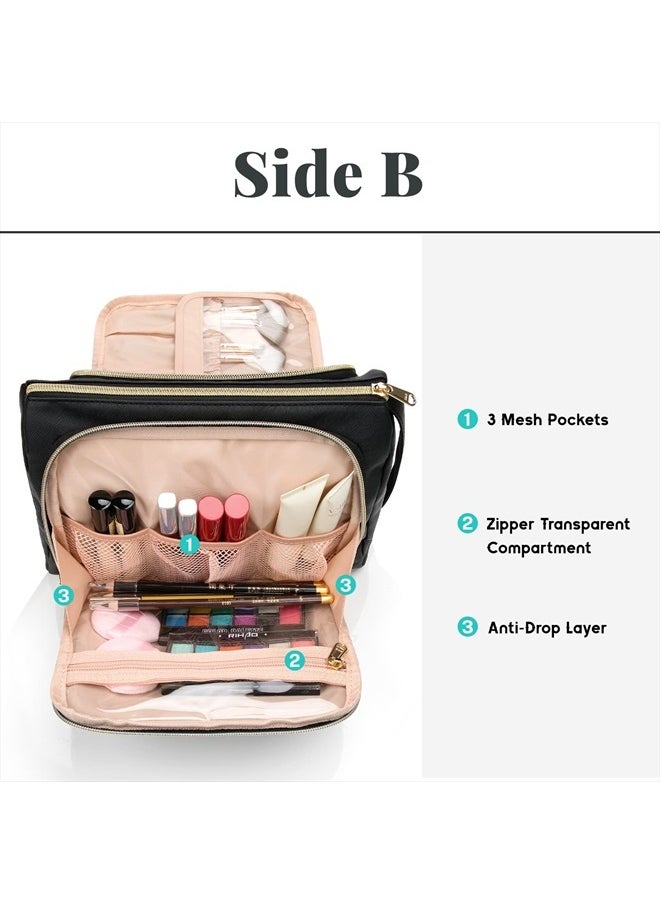 CUBETASTIC - Travel Makeup Bag - Large Makeup Pouch Waterproof & Portable Cosmetic Organizer Bag PU Leather Zipper Pouches for Women and Girls - Image 1
