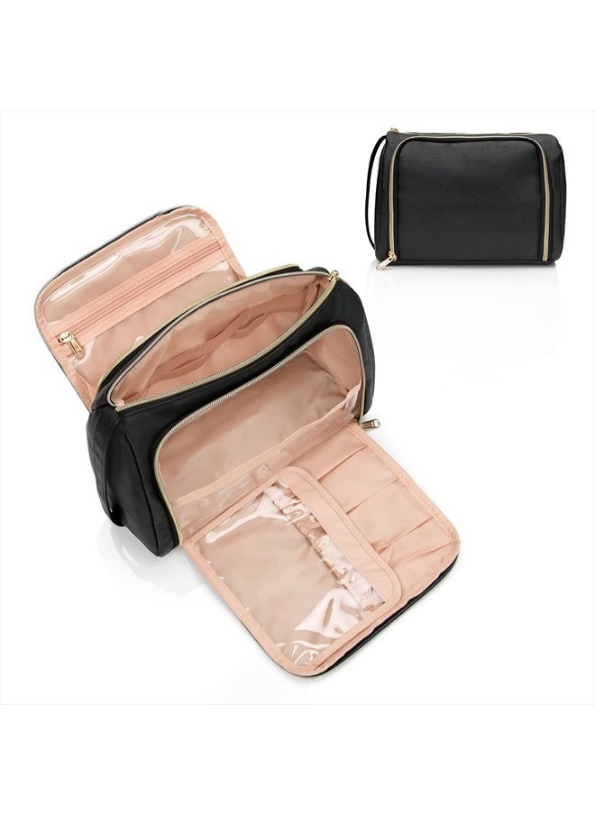 CUBETASTIC - Travel Makeup Bag - Large Makeup Pouch Waterproof & Portable Cosmetic Organizer Bag PU Leather Zipper Pouches for Women and Girls - Image 1