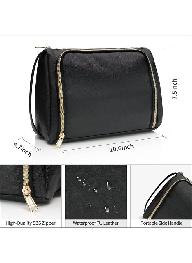 CUBETASTIC - Travel Makeup Bag - Large Makeup Pouch Waterproof & Portable Cosmetic Organizer Bag PU Leather Zipper Pouches for Women and Girls - Image 1