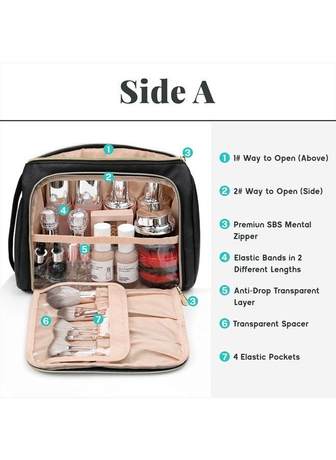 CUBETASTIC - Travel Makeup Bag - Large Makeup Pouch Waterproof & Portable Cosmetic Organizer Bag PU Leather Zipper Pouches for Women and Girls - Image 1