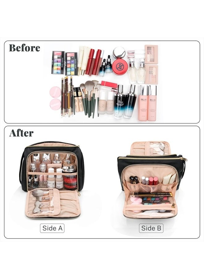 CUBETASTIC - Travel Makeup Bag - Large Makeup Pouch Waterproof & Portable Cosmetic Organizer Bag PU Leather Zipper Pouches for Women and Girls - Image 1