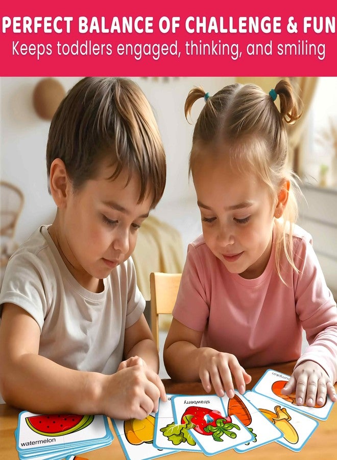QUOKKA Toddler Puzzles Ages 2-4 – 100% Self-Correcting 16 Matching Pairs of Fruits Veggies – Educational Toddler Puzzles Ages 1-3 with 32 Pieces - Memory Matching Games for 3-5 Years Old Boys & Girls - Image 4