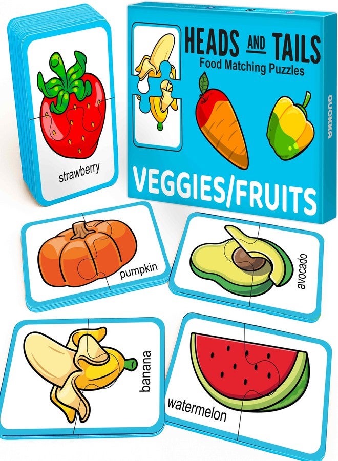 QUOKKA Toddler Puzzles Ages 2-4 – 100% Self-Correcting 16 Matching Pairs of Fruits Veggies – Educational Toddler Puzzles Ages 1-3 with 32 Pieces - Memory Matching Games for 3-5 Years Old Boys & Girls - Image 1