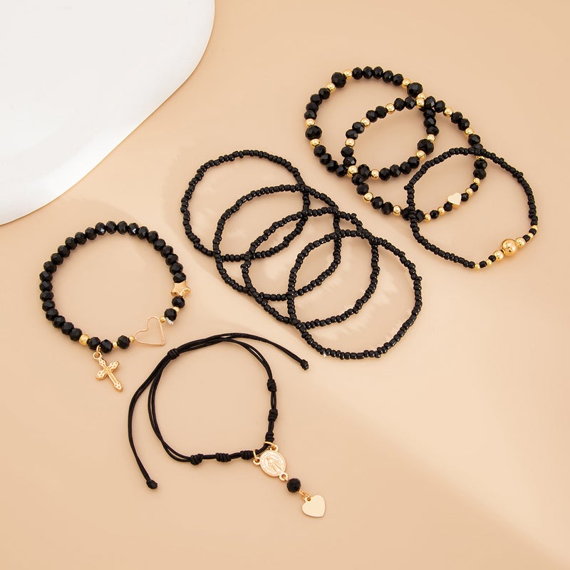 SHIXIN European and American Cross-Border Accessories: Simple and Unique 5-Piece CCB Five-Pointed Star Bracelet Set, Ins Style Beaded Jewelry for Women - Image 4